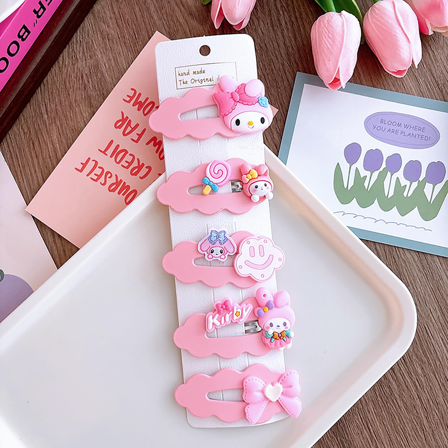Pink Hair Clips 5Pcs Kawaii Hair Accessories Cartoon Bunny Hair
